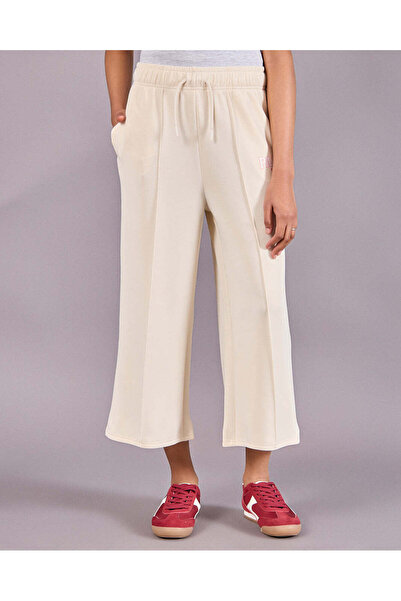 REDTAG Senior Girls Beige Scuba Wideleg Pants