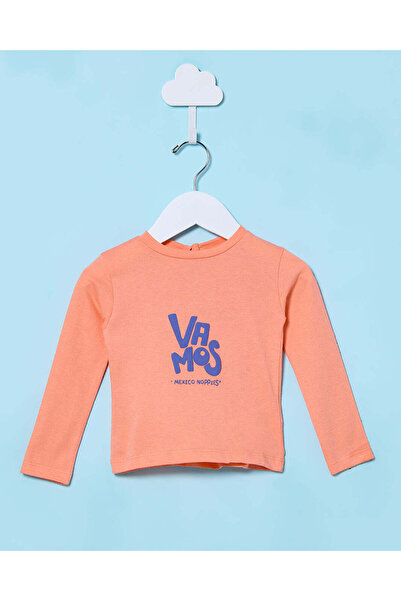 REDTAG Infant Girls Orange Printed T-Shirt