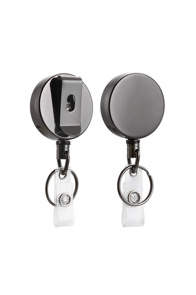 Choice Black Retractable Metal Wire Keychain Pull Badge Reel ID Lanyard Name Tag Card Badge Easy-to-pull Bu