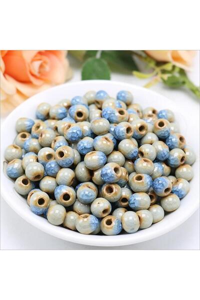 Choice8 10mm blue 50pcs 6mm 8mm10mm Ice Crack Porcelain Beads Spacer Loose Ce...