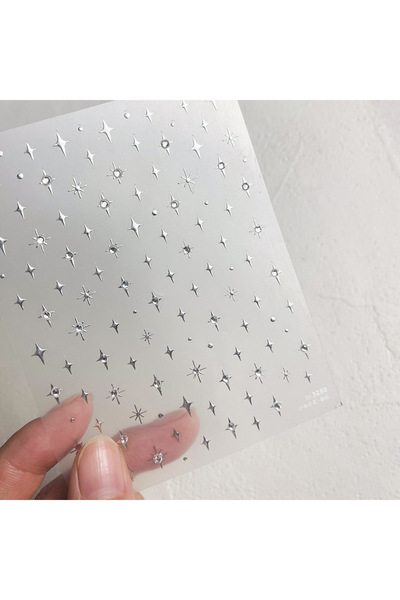 Choice 2 قطعة من ملصقات فن الأظافر على شكل نجمة مرصعة بالألماس الفضي بتقنية ا...