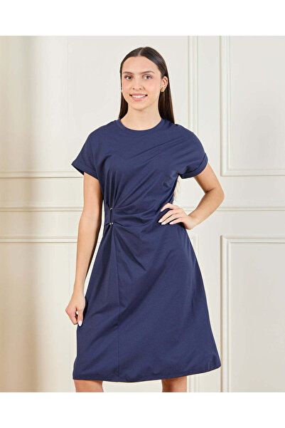 REDTAG فستان ذو طبقة خارجية باللون الكحلي للفتيات الكبيرات