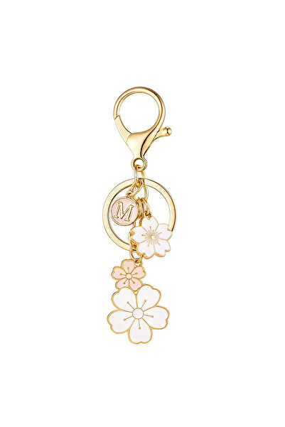 Choice M Fashionable initial letter keychain, flower pendant key chain, cute ...