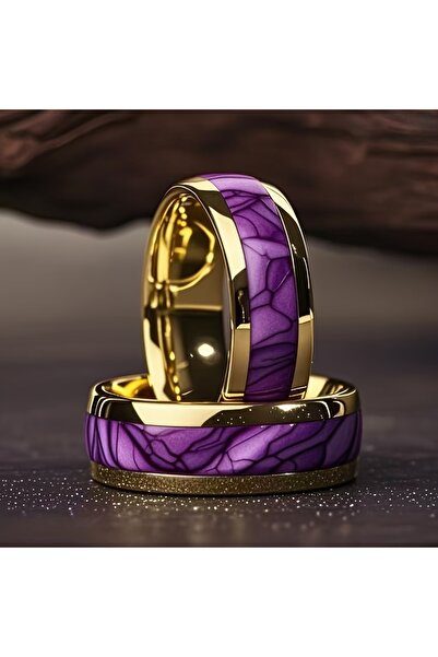 Choice 12 PURPLE Wholesale 8MM Fashion Purple Shell Inlay Stainless Steel Rin...