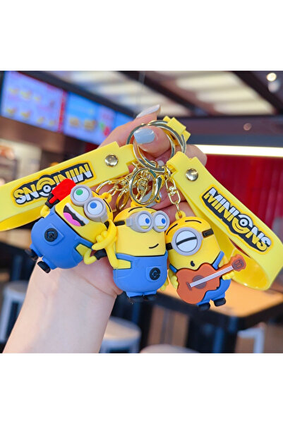 Miniso 3PCS A 3PCS Cartoon Cute and Funny Minions Keychain Car Pendant Anime Doll Backpack Pendant Chain Sm