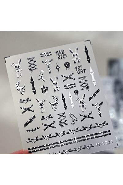 Choice ملصقات فن الأظافر المعدنية خماسية الأبعاد للهالوين بنمط بانك، M-1221، ...