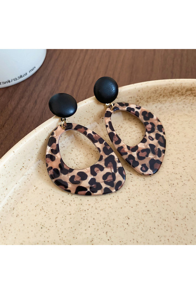 Choice أقراط ستايل 1 من الأكريليك بنقشة جلد النمر للنساء، أقراط متدلية غير من...