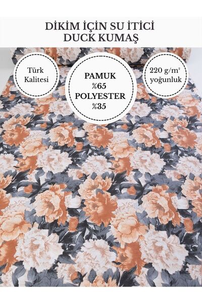 FabricMarket Desenli Su İtici Duck Kumaş | %65 Pamuk %35 Polyester | Masa Ört...