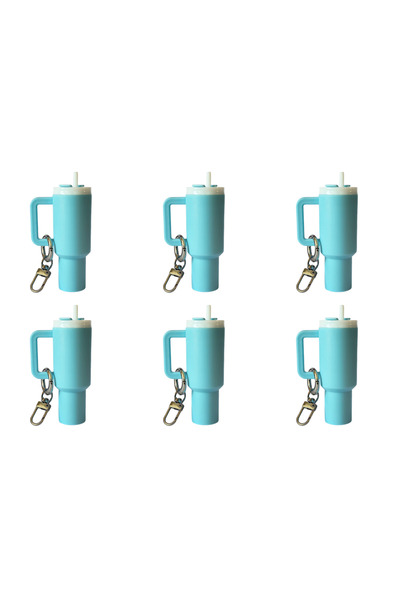 Choice Sky Blue 6pcs 6-1pcs Creative Mini Cup Keychain Pendant Chapstick Hold...