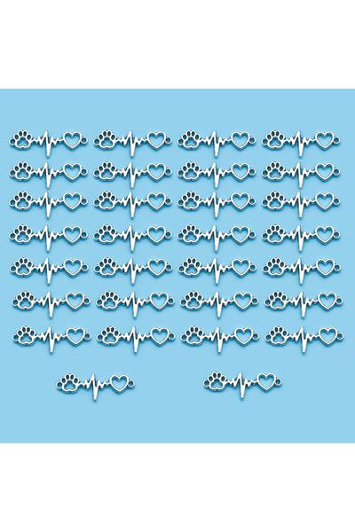 Choice 15858-30pcs 10/20/30pcs Antique Silvery Color Charms Dog Claw Love Heartbeat Double Hole Connector C