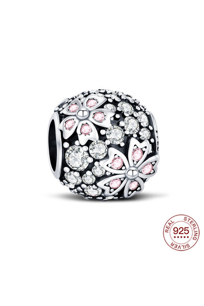 Choice NBC0647 خرزة مطلية بالفضة الإسترليني عيار 925، مجموعة زهر الكرز الوردي...