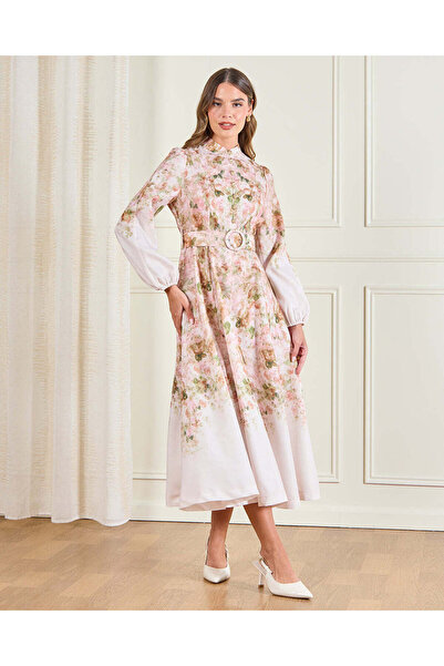 REDTAG Women Pink Floral Print Button Down Maxi Dress