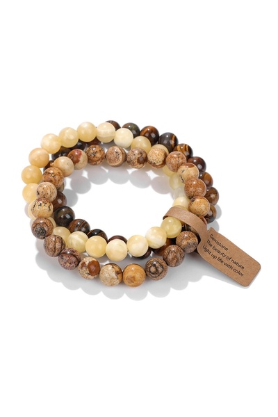 Choice 1 3Pcs 8MM Natural Stone Bracelet Set For Women Crystal Tiger's Eye Be...