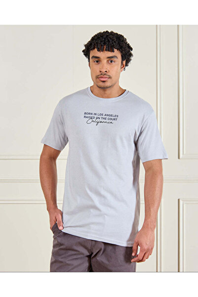 REDTAG Men Grey Printed T-Shirt
