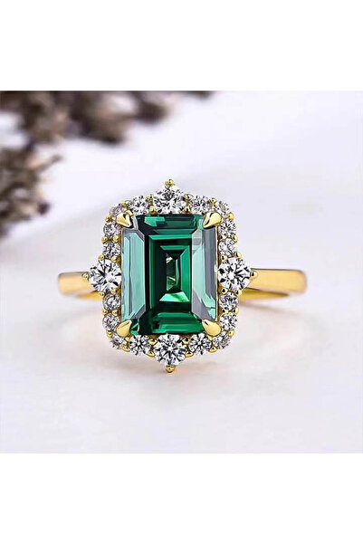 Choice 10 F1687 Huitan Luxury Square Green Cubic Zirconia Rings Temperament E...