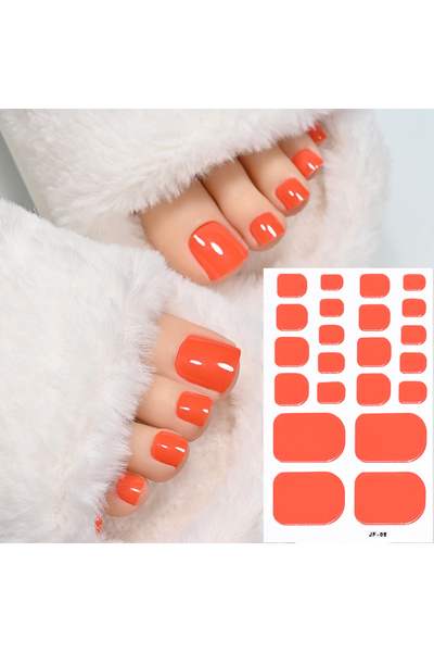 Choice NL-JF-08 ورقة واحدة = 22 طرفًا، ملصقات أظافر قدم حمراء لامعة، تغطية كا...