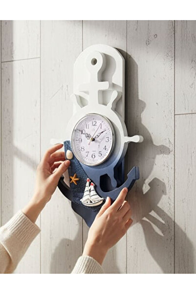 home inn Marine Anchor Design Decorative Wall Clock |   Sea Themed Large Size Clock 39X23 cm