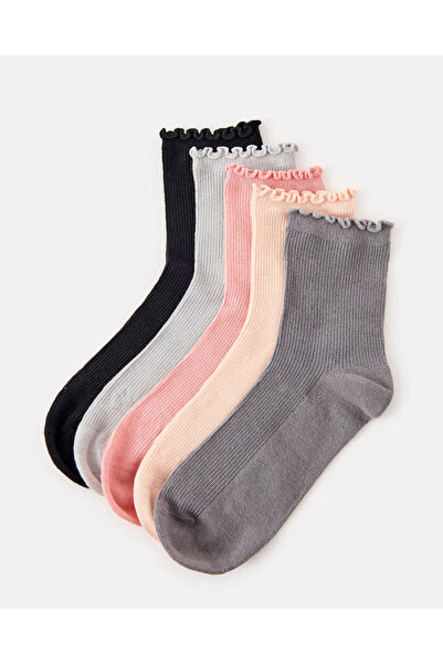 REDTAG مجموعة جوارب نسائية متنوعة متوسطة الطول (5 أزواج)