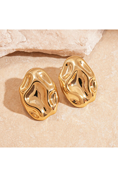 Choice Style1 Gold Silver Color Irregular Pleated Oval Acrylic Stud Earrings ...