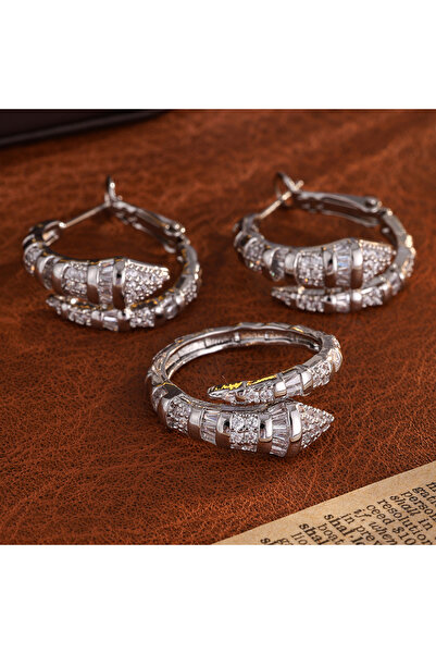 Choice White Set ZAKOL Trendy Snake Bone Shape Open Rings For Women Gold Silv...