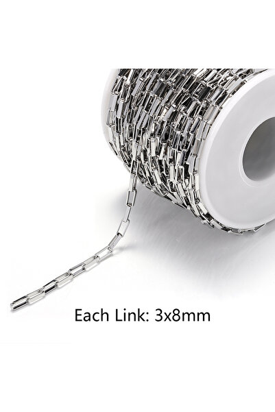 Choice سلسلة من الفولاذ المقاوم للصدأ بطول متر واحد، مقاس 3×8 مم، ذات حلقات س...