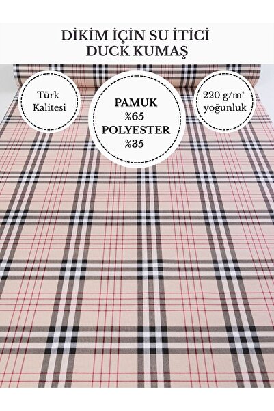 FabricMarket Desenli Su İtici Duck Kumaş | %65 Pamuk %35 Polyester | Masa Ört...
