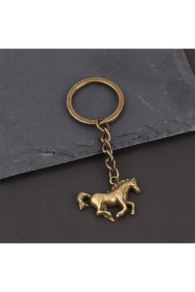 Choice سلسلة مفاتيح نحاسية على شكل حيوان، قلادة حصان عتيقة، سلسلة مفاتيح للحق...