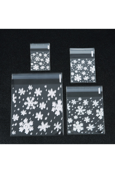 Choice أكياس بلاستيكية شفافة قابلة لإعادة الإغلاق على شكل ندفة ثلجية لعيد الميلاد، مقاس 10×13 سم، 100 قطعة/عبوة