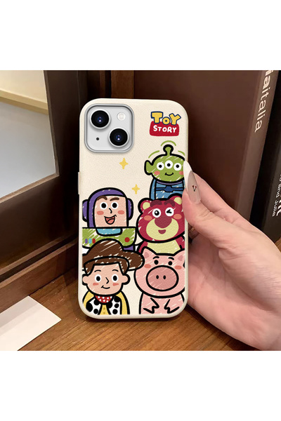 ucuc iPhone 13/14 Uyumlu Beyaz Deri Dokulu Silikon Kamerayı Korur Şok Emici K...