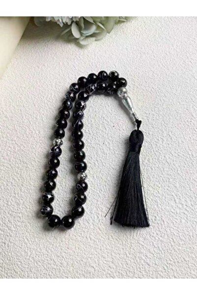 Choice 1PC Black 33 Beads Colorful Tassel Tasbih, Handmade Statement Prayer B...