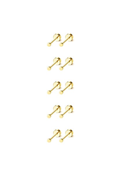 Choice 5Pairs Dot 2mm Gold 15 Pairs Tiny Surgical Steel Gold Stud Earrings, C...