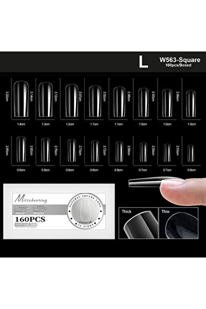 Choice 08-L-Square XS-L أطراف أظافر صناعية من الجل الناعم الطبيعي، تغطية كامل...