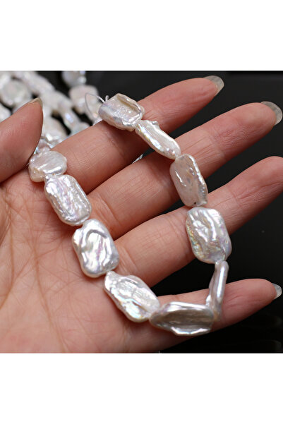 Choice 12x16mm-18cm White 18cm 12x16mm Baroque Square Natural Freshwater Pearl Semi-Finished Beads for Jewe