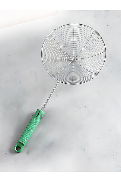 Bisbell Solo Green 18cm Stainless Steel Skimmer - Large 304 Grade Mesh Food Strainer, BB3763