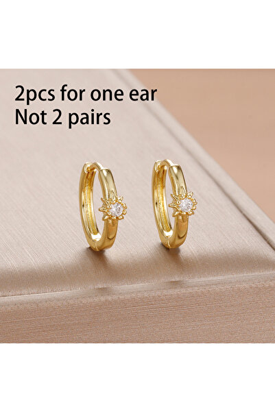 Choice gold-white-2PCS Exquisite Multicolor Crystal Flower Hoop Earrings for ...