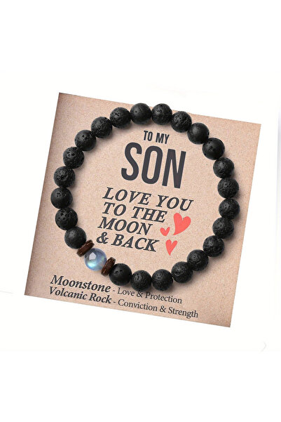 Choice سوار "إلى ابني" من الأم، سوار من الحجر البركاني الطبيعي، سوار من حجر ا...