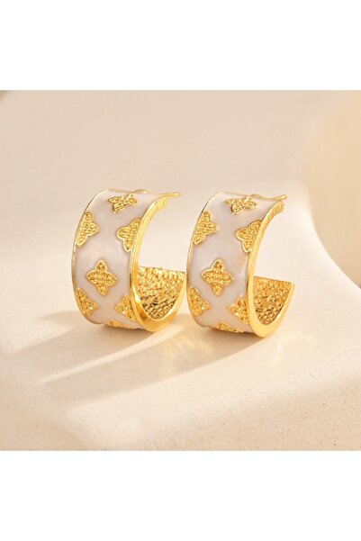 Choice أقراط WC5284-1 فرنسية عتيقة من الزركون على شكل زهرة، مطلية بالمينا الب...