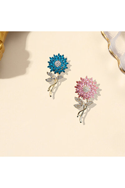 Choice بروش عباد الشمس مرصع بالألماس، ثلاثي الأبعاد، رائع، مصنوع من سبيكة معد...