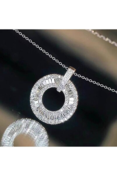 Choice XL1522 Huitan Circle Lady Pendant Necklace Inlaid Bright CZ Luxury Wed...