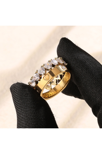 Choice طقم زاكول ذهبي اللون مكون من قطعتين، خاتم من الفولاذ المقاوم للصدأ مرص...