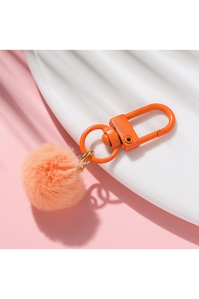 Choice Orange 1pcs/Lot Plush Ball Keychain Pendant Candy Color Alloy Key Chai...