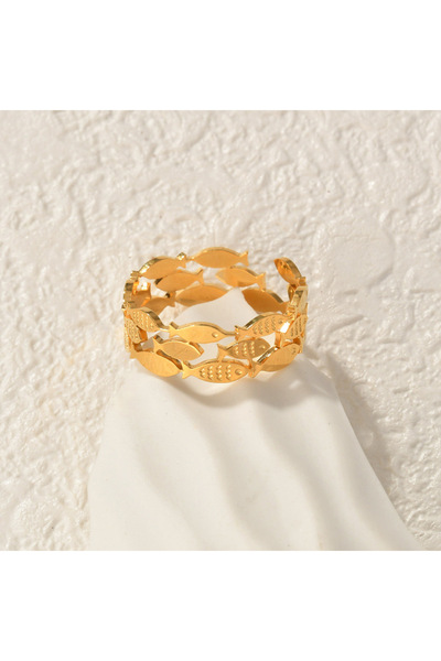 Choice R716 18K Gold Color Stainless Steel Smooth Fish Octopus Ring For Women...