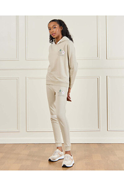 REDTAG Senior Girls Beige Hooded Jog Set (2 Piece)