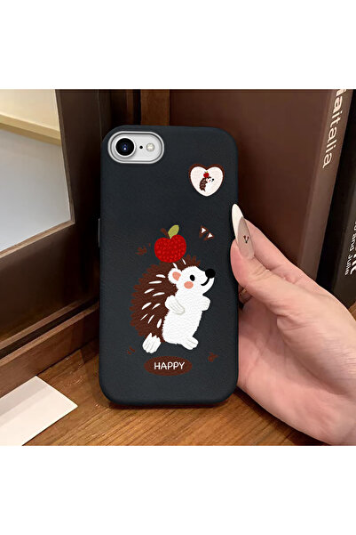 ucuc جراب حماية ممتص للصدمات من السيليكون بملمس جلدي أسود متوافق مع آيفون 7/8...