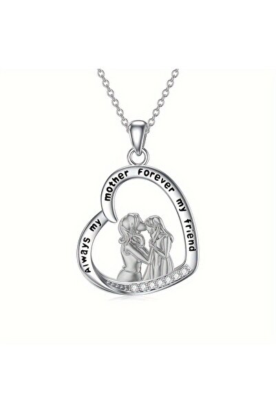 Choice 2 قلادة أنيقة: أمي دائماً صديقتي للأبد، قلادة بقلب كريستالي بلونين.