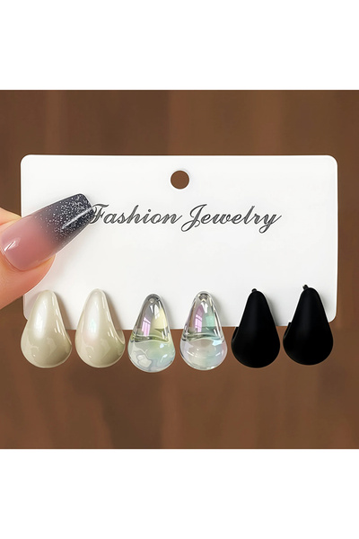 Choice Color 3 3Pairs Fashion Minimalist Drop Stud Earrings Set Women Colorfu...