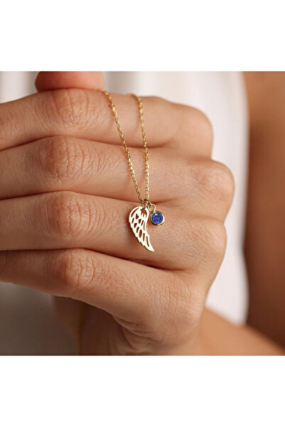 Choice قلادة ساحرة بتصميم جناح ملاك، حجر بخت شهر سبتمبر، مطلية بالذهب، مصنوعة...