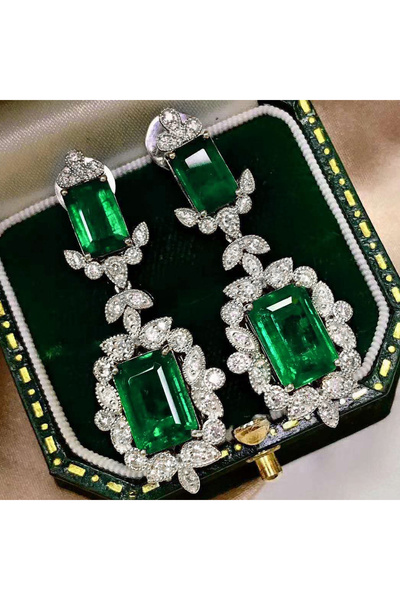 Choice E1971 Huitan Luxury Elegant Green Cubic Zirconia Dangle Earrings for W...