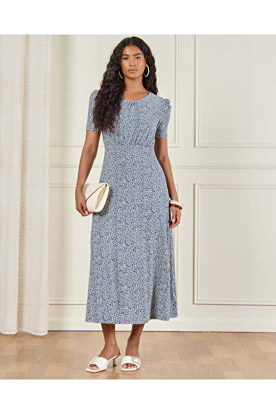 REDTAG فستان ميدي محبوك مطبوع متعدد الألوان للنساء