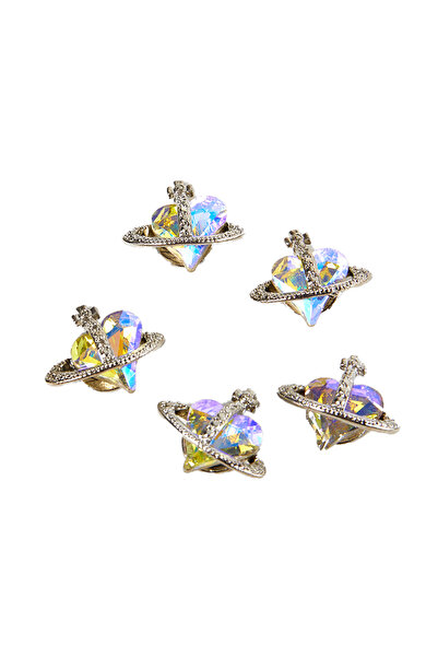 Choice Multicolor 5pcs Crooked Tilted Heart Satellite Crystal Alloy Rhineston...